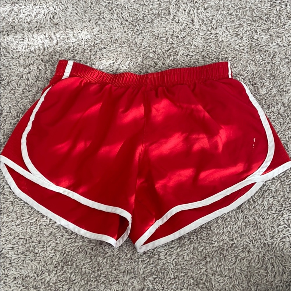 red varsity shorts
